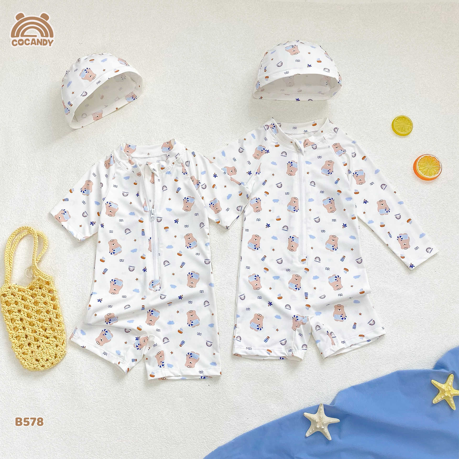 Bộ bơi cộc liền BE hình gấu nâu cute_thumbnail_7
