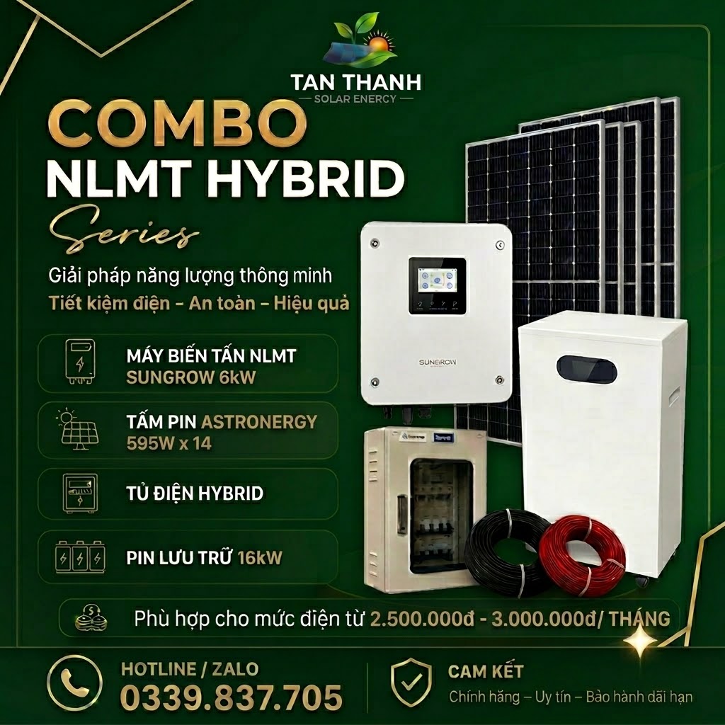 COMBO SUNGROW 6kW PHÙ HỢP CHO TIỀN ĐIỆN TỪ 2.500.000Đ - 3.000.000Đ/THÁNG