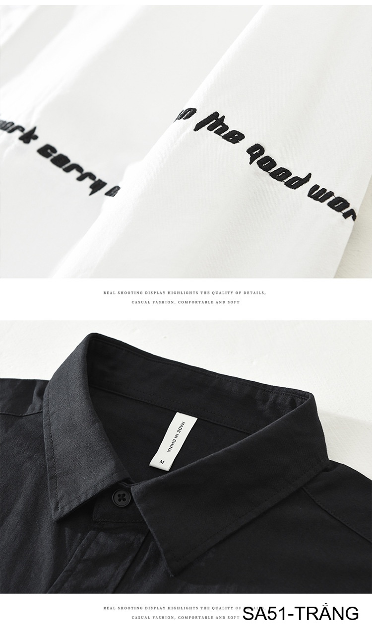 SA51 - Áo Sơ Mi Nam Phong Cách Nhật Bản Thêu Tiếng Anh Tay Dài Thời Trang Đa Năng_thumbnail_11
