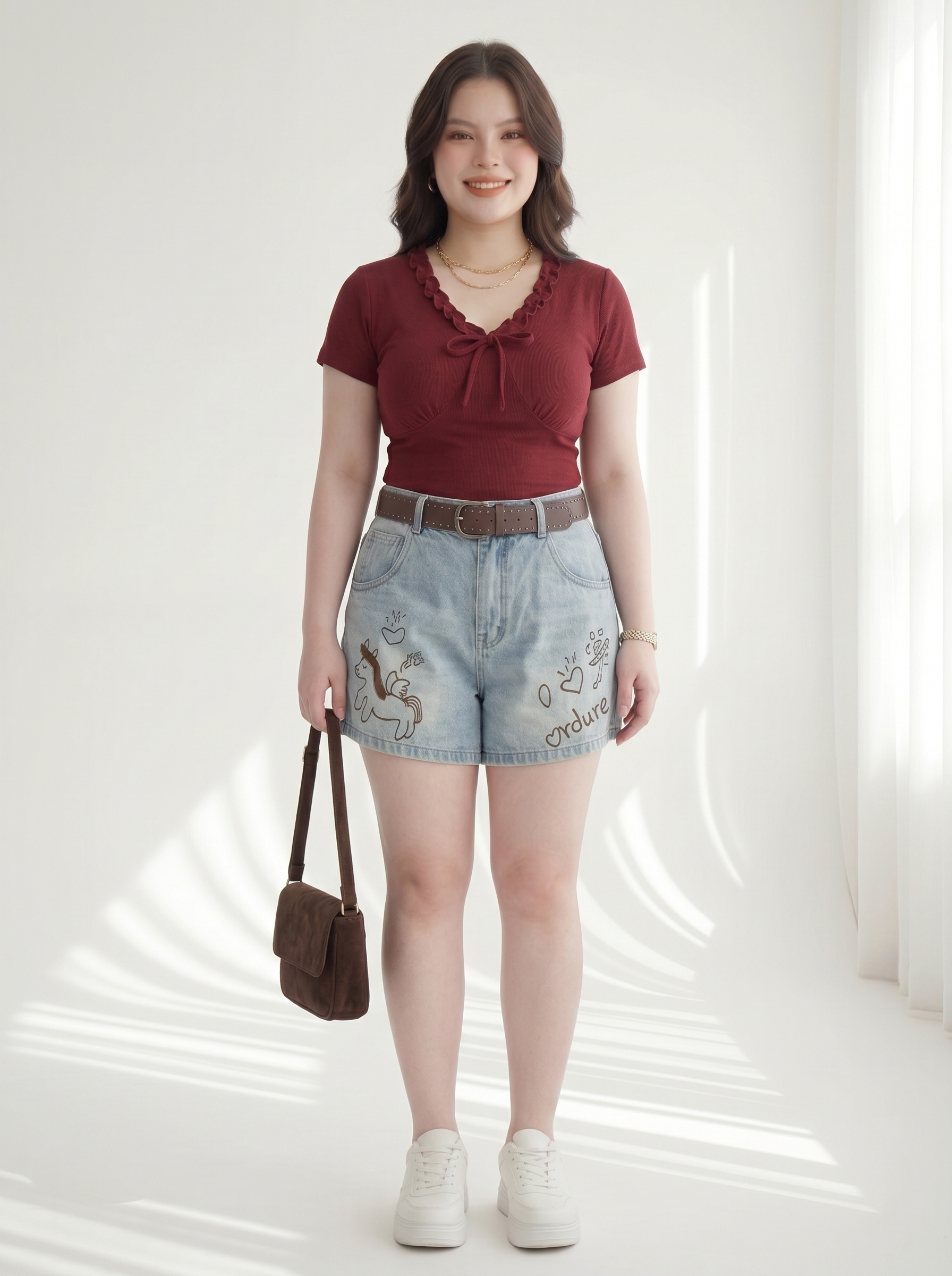 Quần Short Jean Lưng Thun Thêu Ngựa Bigsize Gọn Đùi - Xanh Jean - Vừa 55-90kg - T-QSJ1316_thumbnail_2