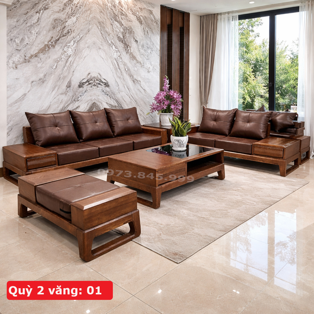 Sofa 2 văng chân quỳ