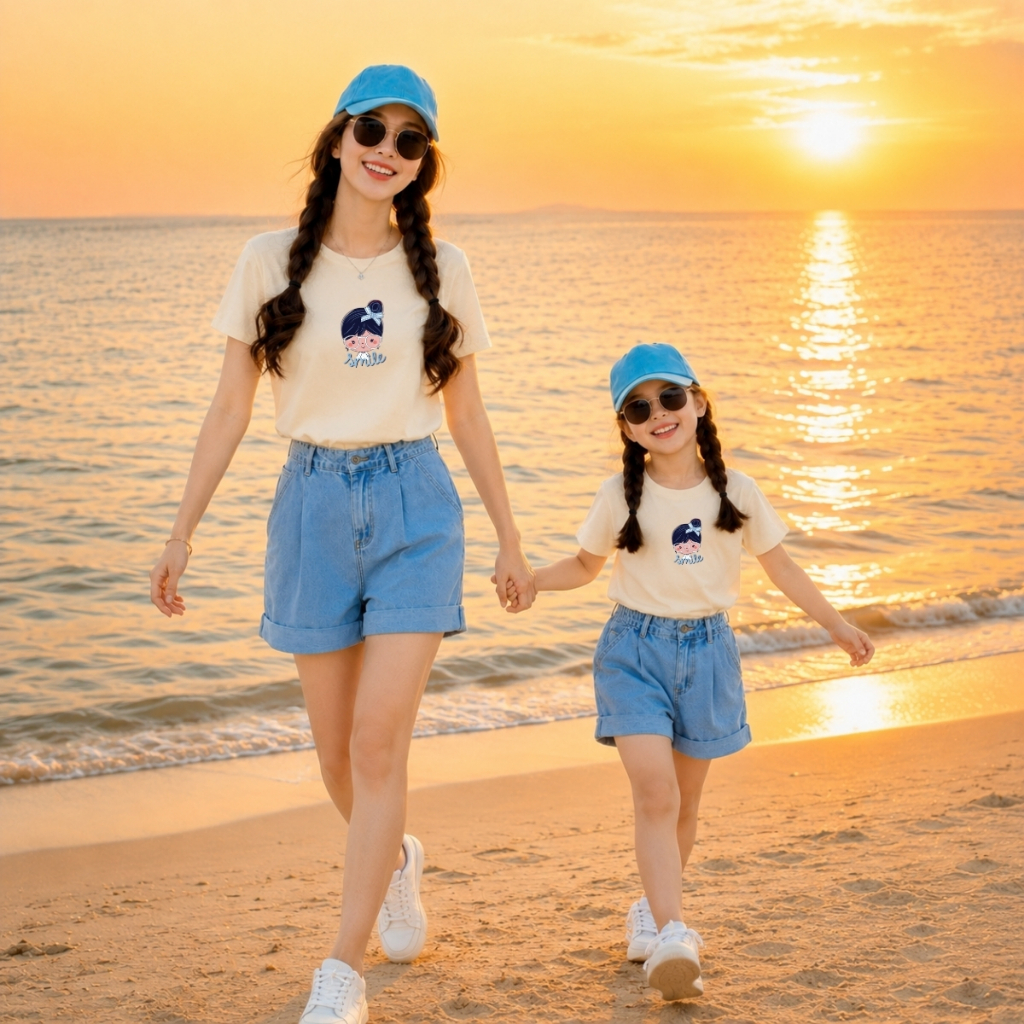 Áo đôi Mẹ&Bé Gái hình cô gái Smile - Loza G0179_thumbnail_2