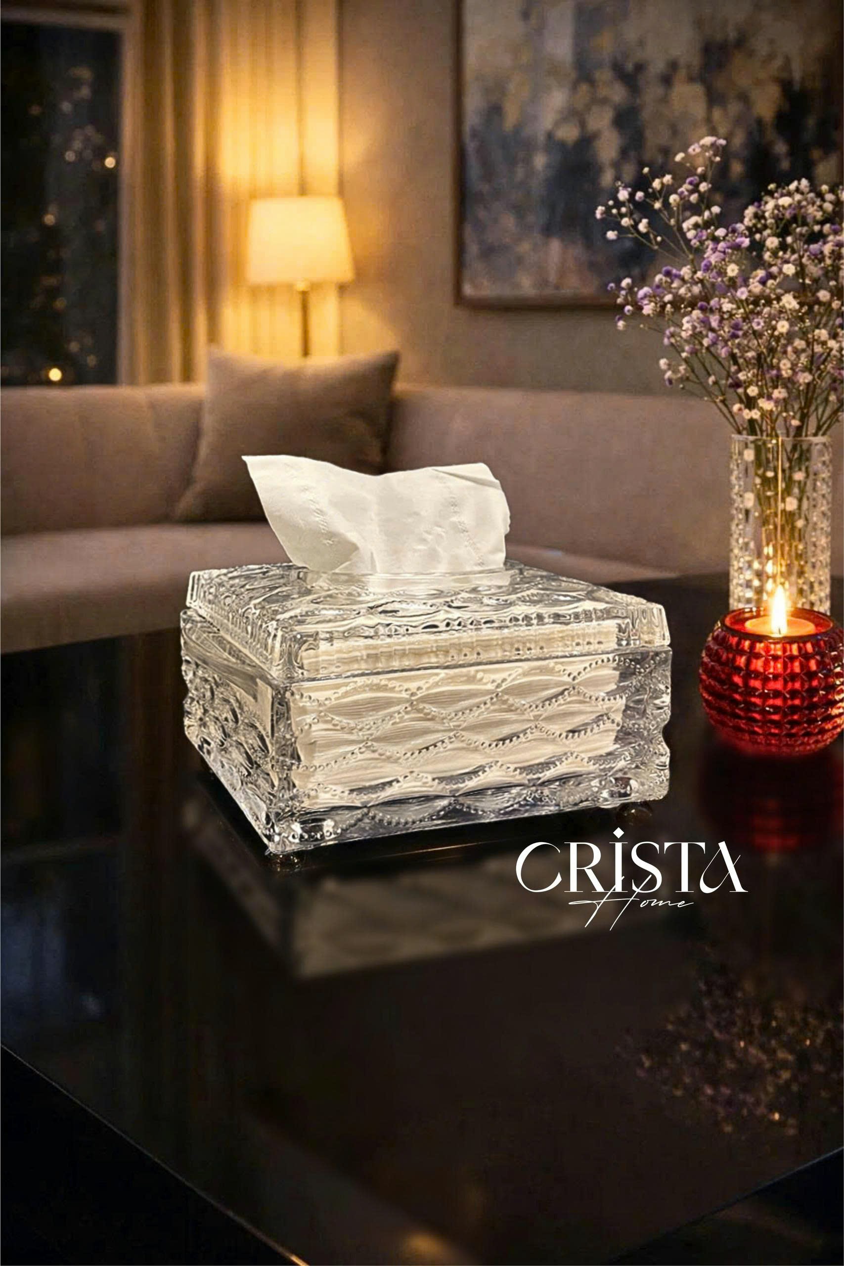 Hộp đựng giấy ăn vân sóng 18.5*12*9.5cm Crista home