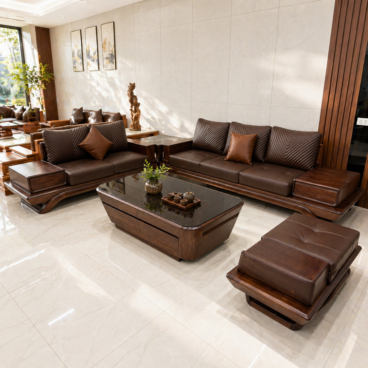 Sofa chân thuyền cao cấp hàng khung dày, màu óc chó_thumbnail_1