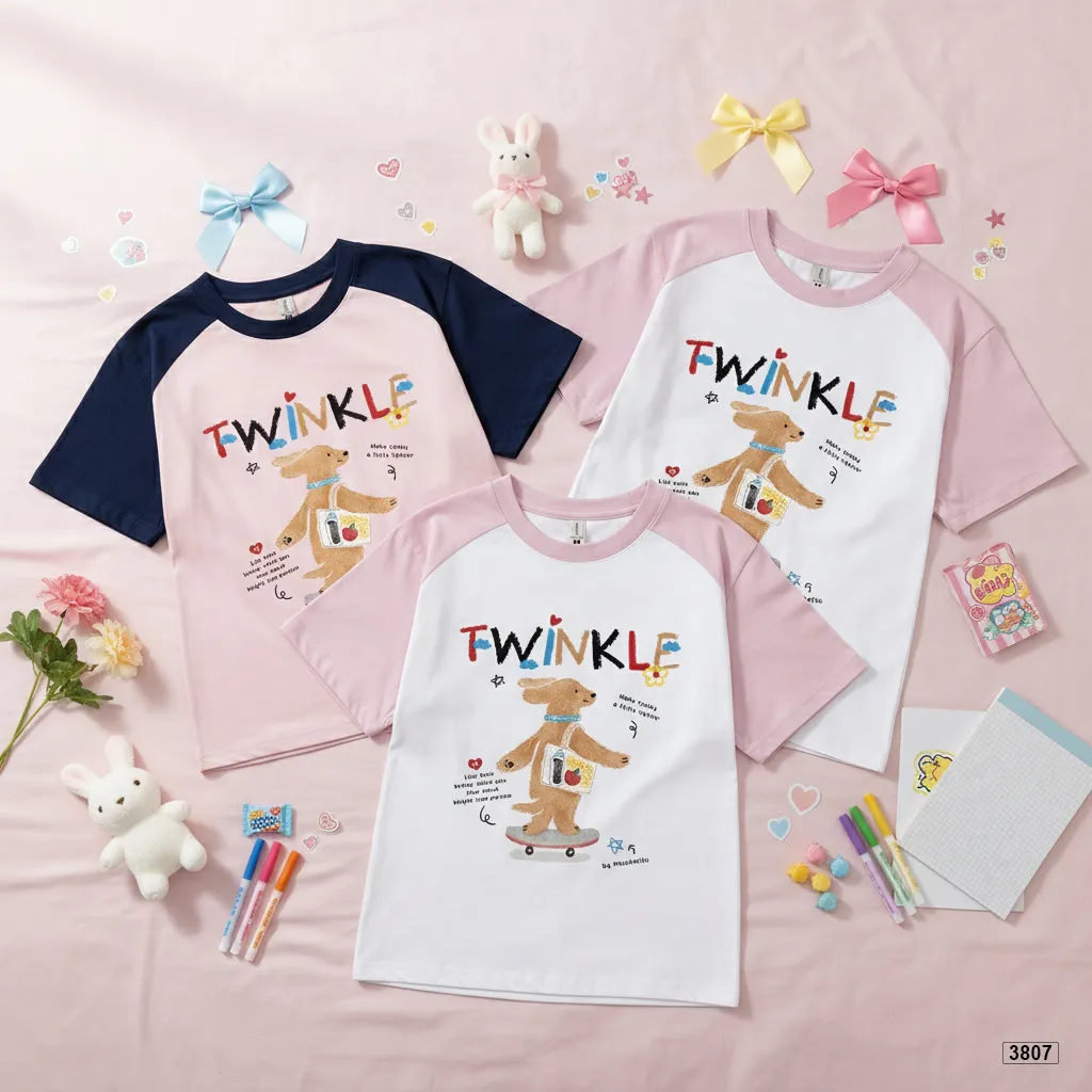 Áo babytee raglan Twinkle Teddy Cartoon phong cách trẻ trung dễ thương Miucho 3807_thumbnail_7