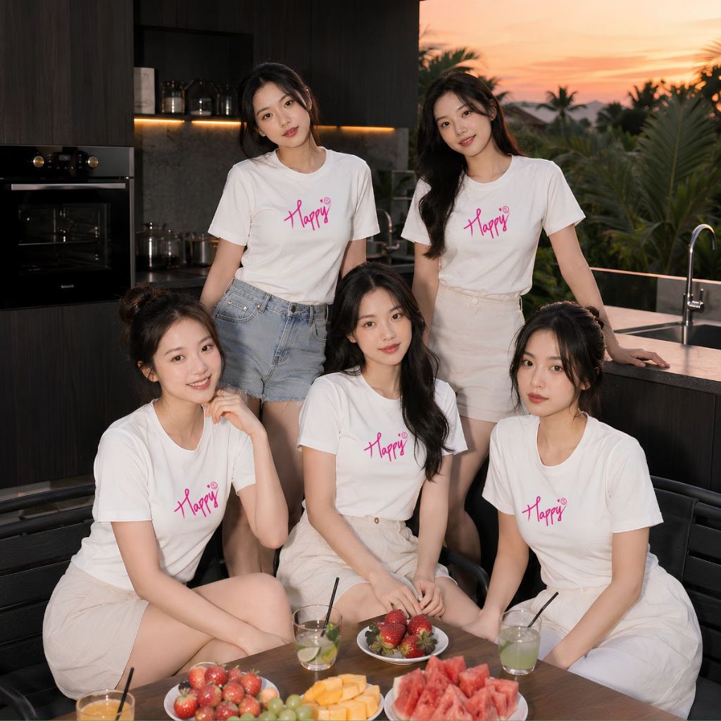[Form Rộng] Áo phông đồng phục hội, nhóm du lịch chữ Hapyy và mặt cười - LOZA  RT8598_thumbnail_1
