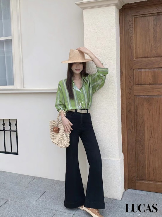 Quần kaki jeans ống suông trần chỉ nổi xếp 2 ly 2 bên trần chỉ gấu bản lớn 2583 SEVEN 7_thumbnail_2