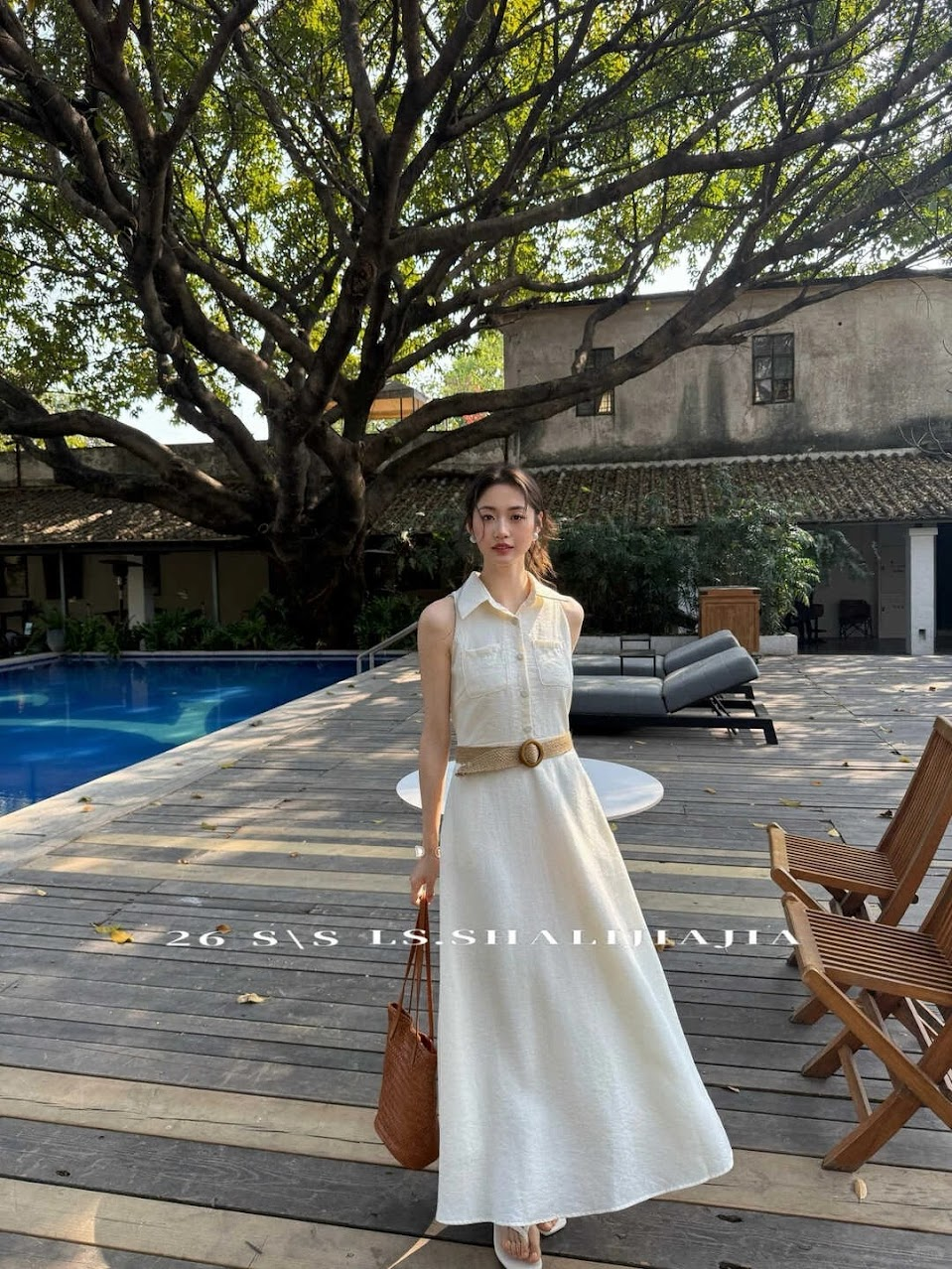 Lucas - Váy zile cổ đức cài cúc, chân xòe dáng dài + belt tết bản lớn LS Sha_thumbnail_2
