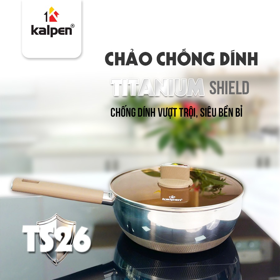 Chảo Inox 304 liền khối phủ Titanium, có vung kính_thumbnail_6
