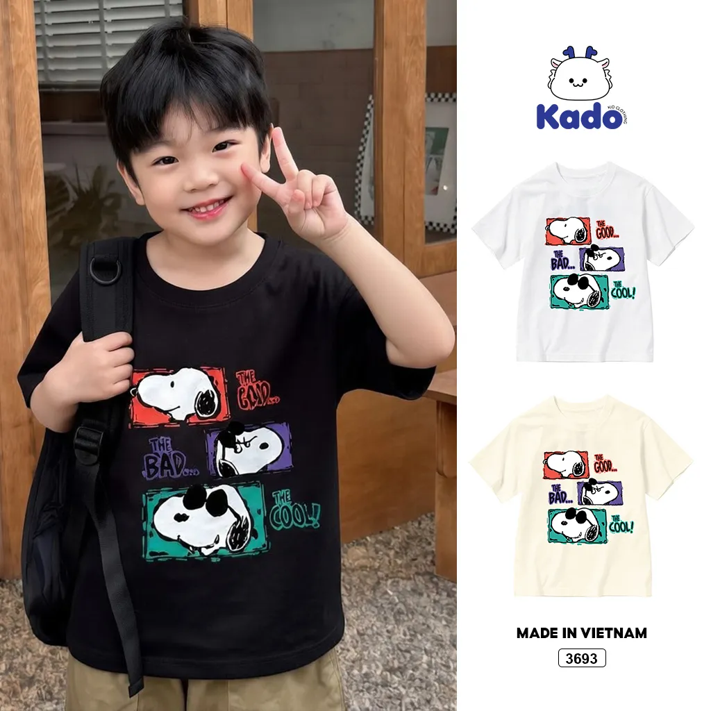 Áo thun bé trai bé gái chất mềm mại thoáng mát BST Snoopii Kado 3693