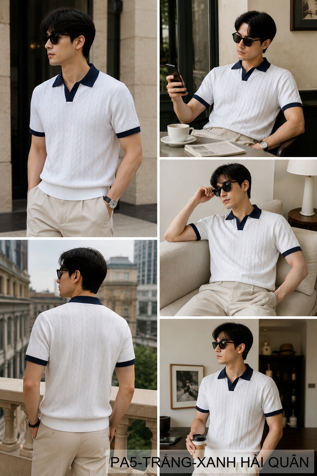 PA5 - Áo Polo Nam Mùa Hè Chất Jacquard Co Giãn, Cổ V Phối Màu Thời Trang, Dáng Ôm Thoáng Khí_thumbnail_4