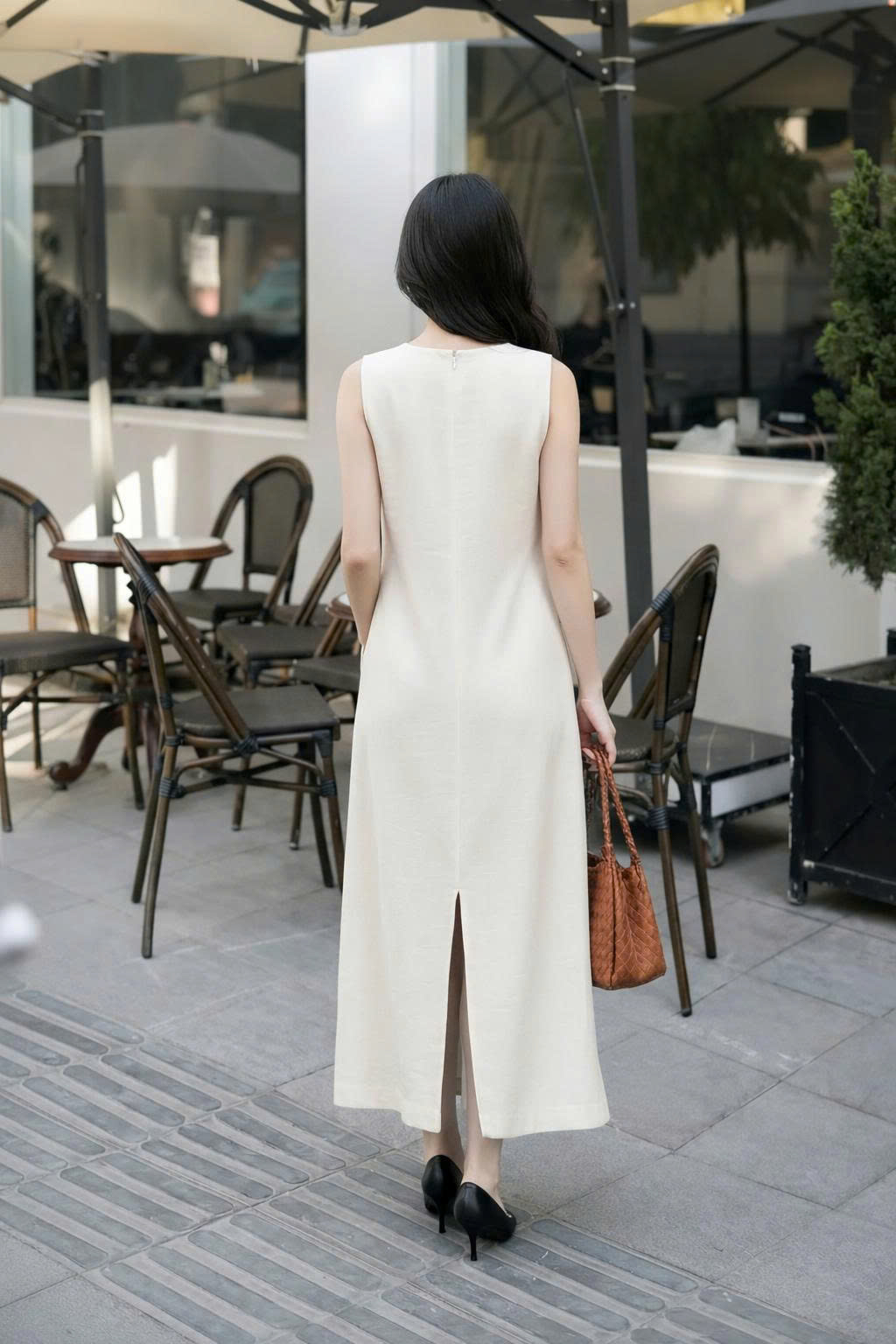 ✨ Đầm Linen Kem Tối Giản ✨