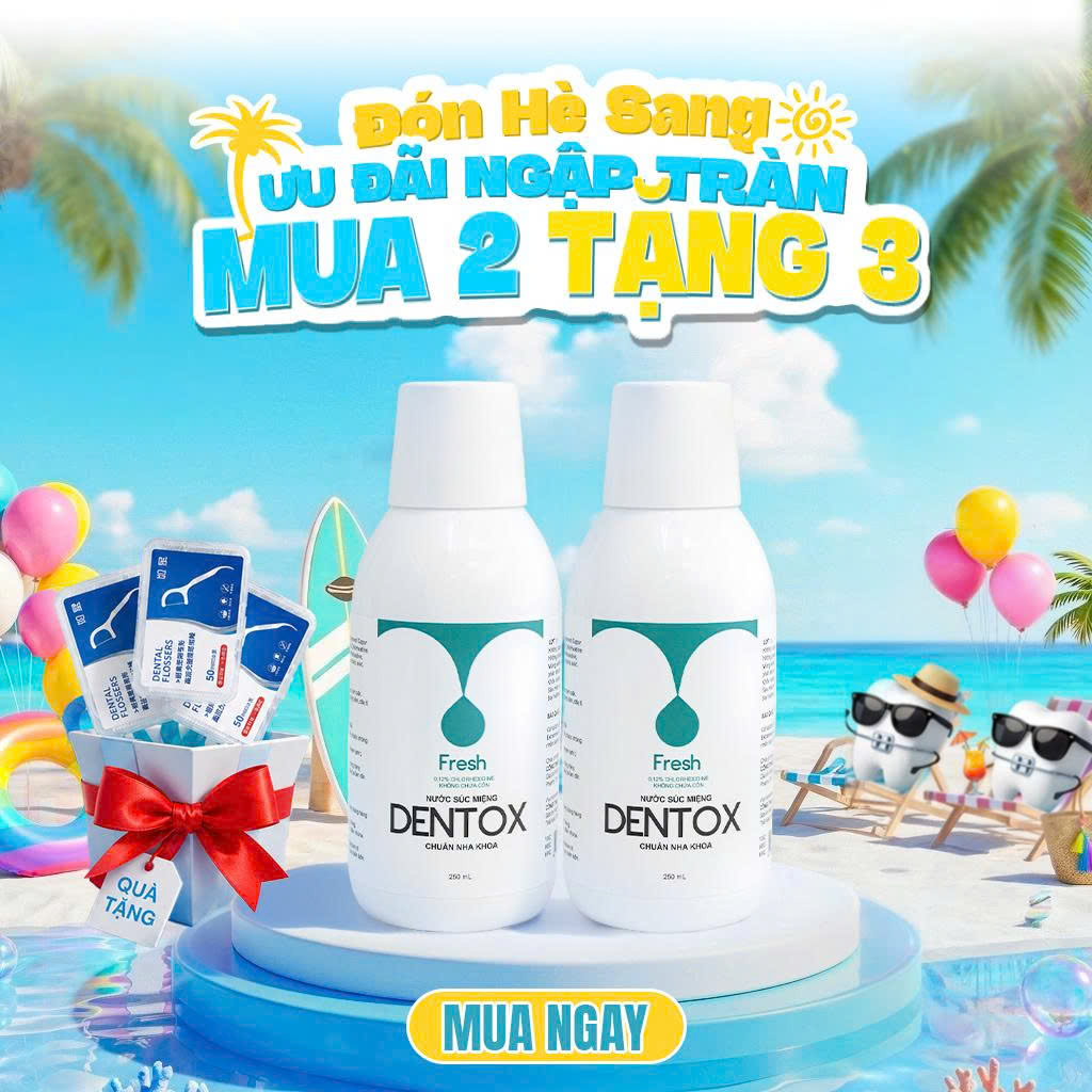 COMBO 2 CHAI Nước súc miệng Chuẩn Y khoa Dentox Khử hôi miệng Không cồn không cay 250ml