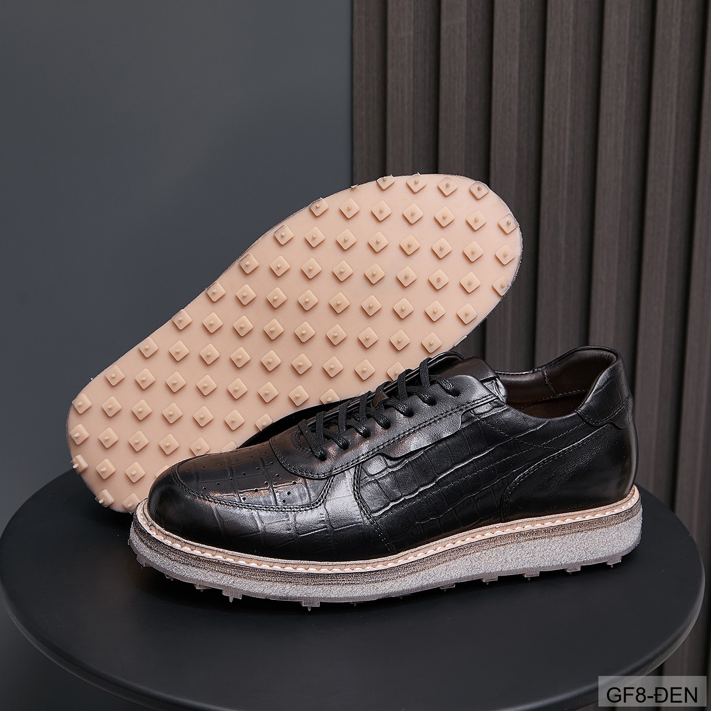 GF8 - Giày thể thao nam cổ thấp da bò họa tiết cá sấu đế Goodyear phong cách casual_thumbnail_4