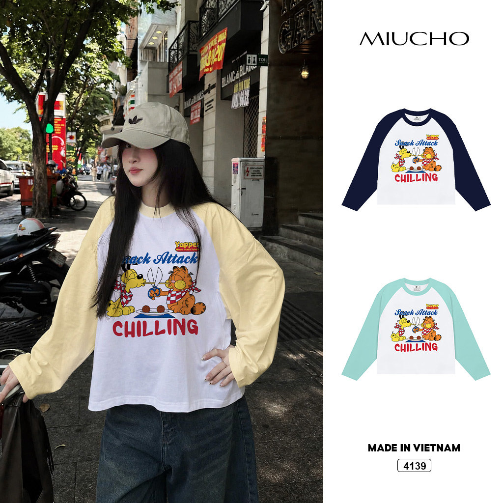 Áo thun boxy raglan tay dài Chilling Miucho 4139