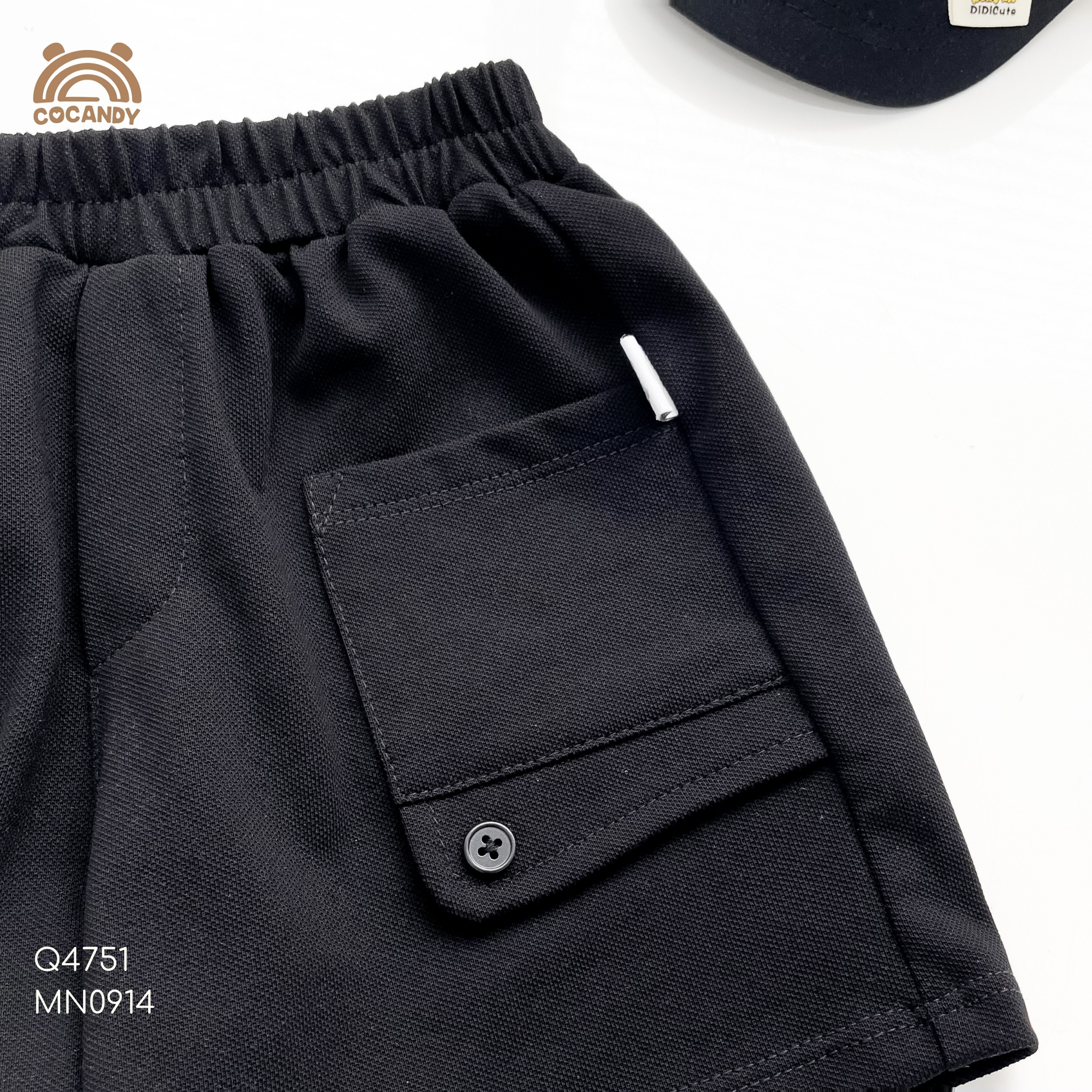 Quần cộc thun ĐEN túi can chéo cúc_thumbnail_2