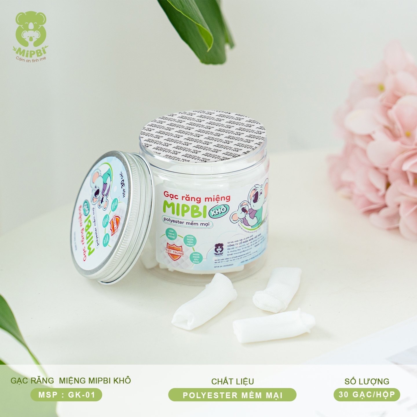Hộp gạc răng miệng khô Mipbi (30gói/hộp)