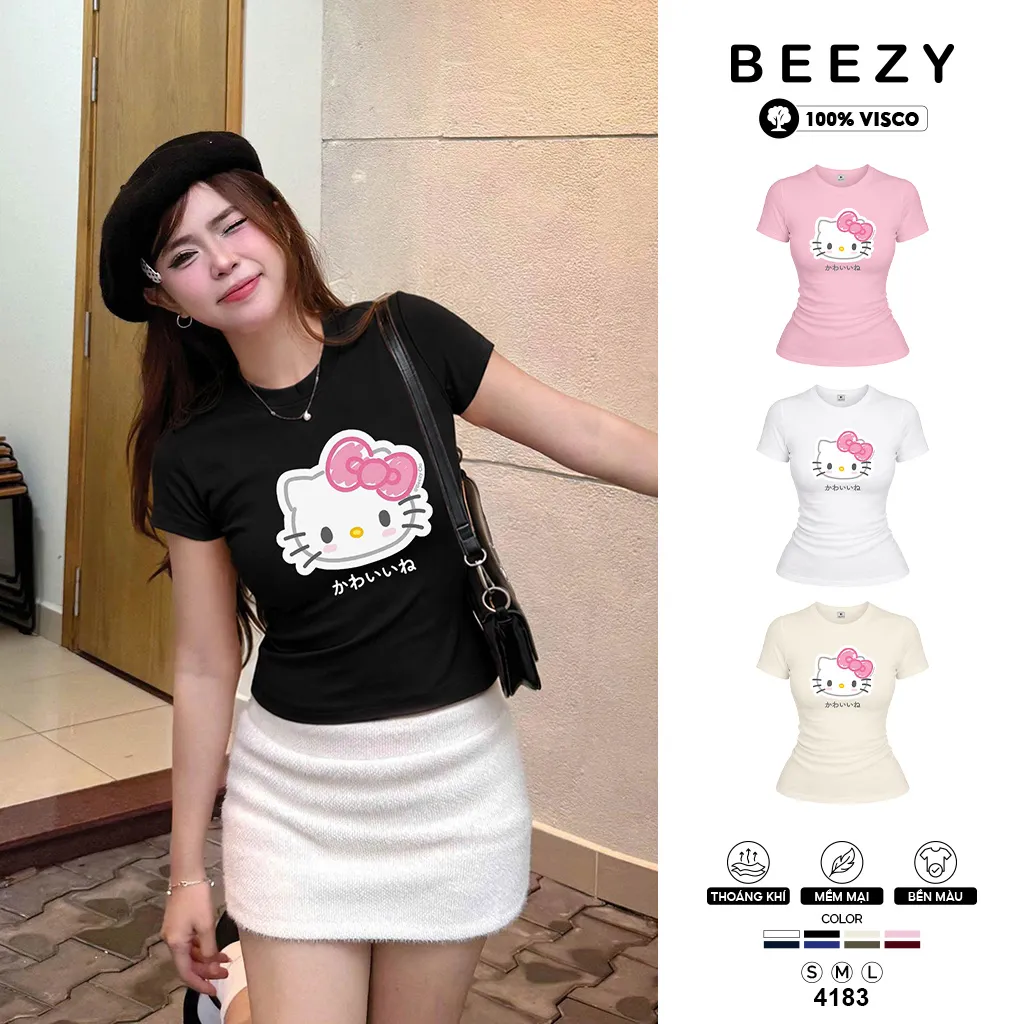 Áo baby tee form ôm kittie cute Beezy 4183