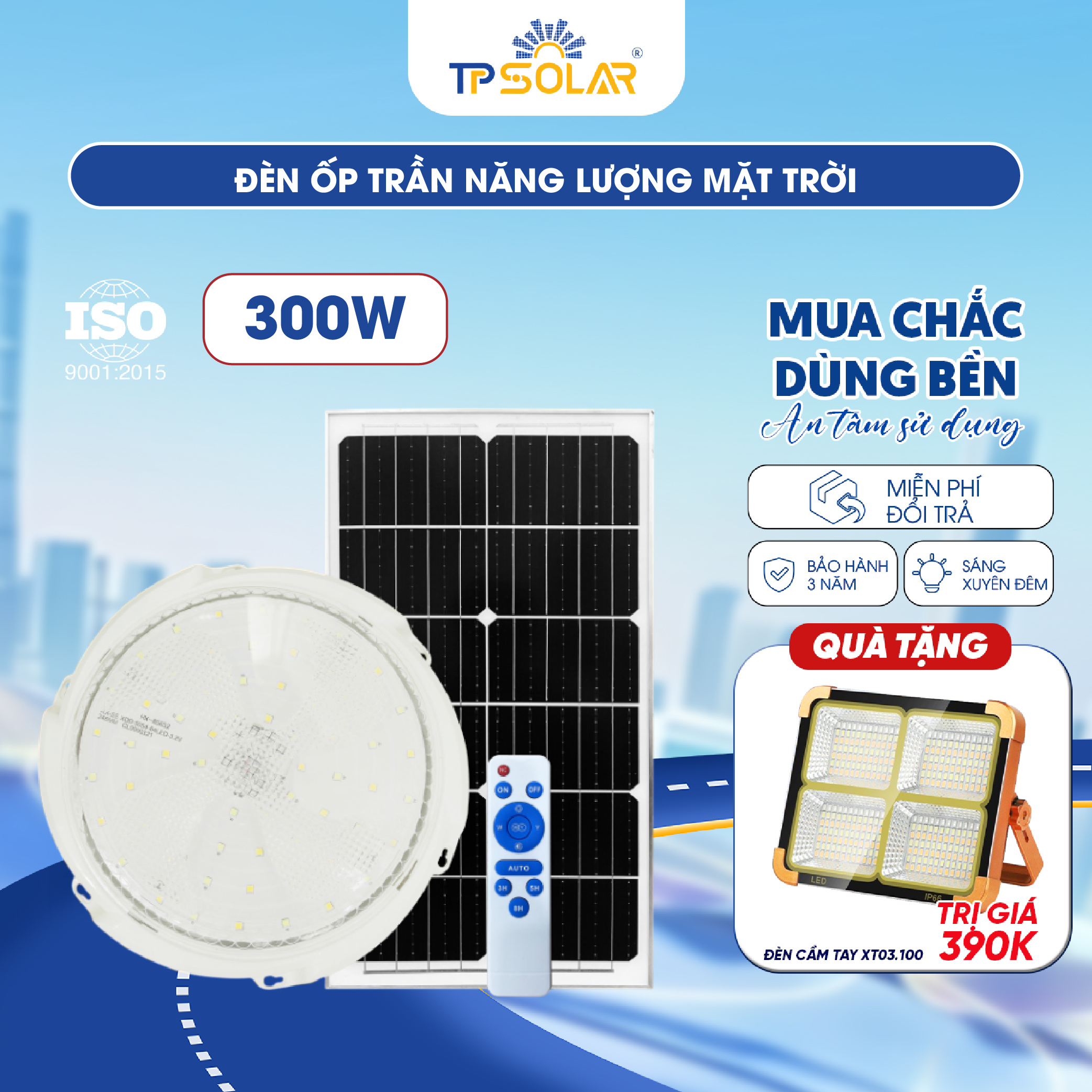 Đèn ốp trần năng lượng mặt trời (TP.OT01.300 / TP.OT01.600)