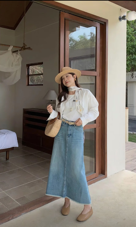 Lucas - Chân váy Jeans xòe dáng dài mài nhẹ_thumbnail_4