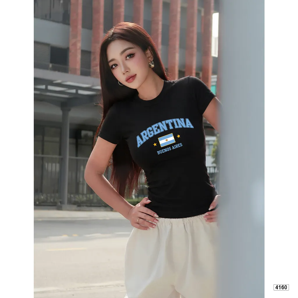 Áo thun form ôm body tôn dáng Argentina phong cách y2k Beezy 4160_thumbnail_4