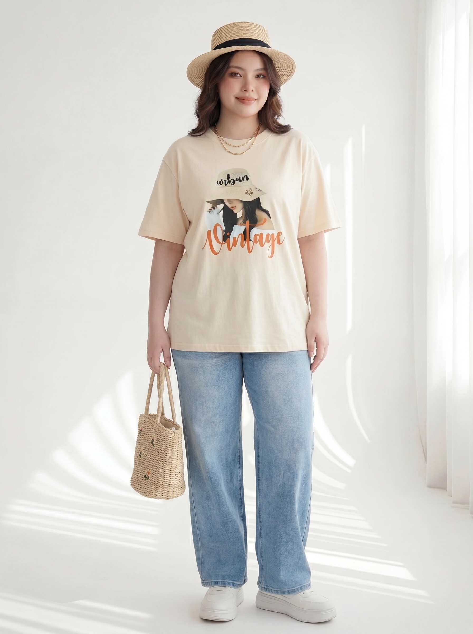 BIGSIZE NỮ - Áo thun form rộng in cô gái dành cho nàng béo 55-95kg V-AK102-3