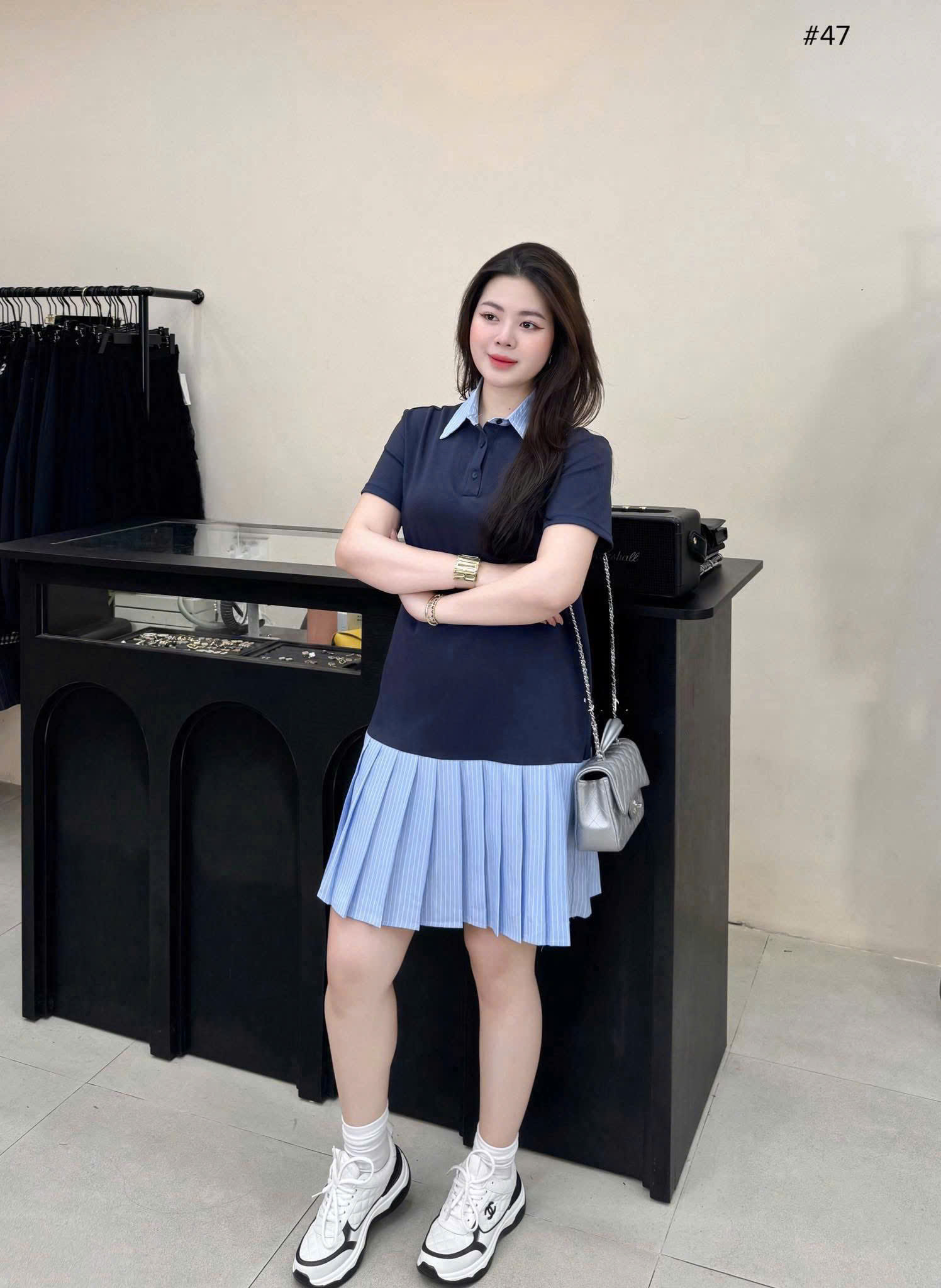 Đầm suông có cổ ( XANH ĐEN )_thumbnail_6