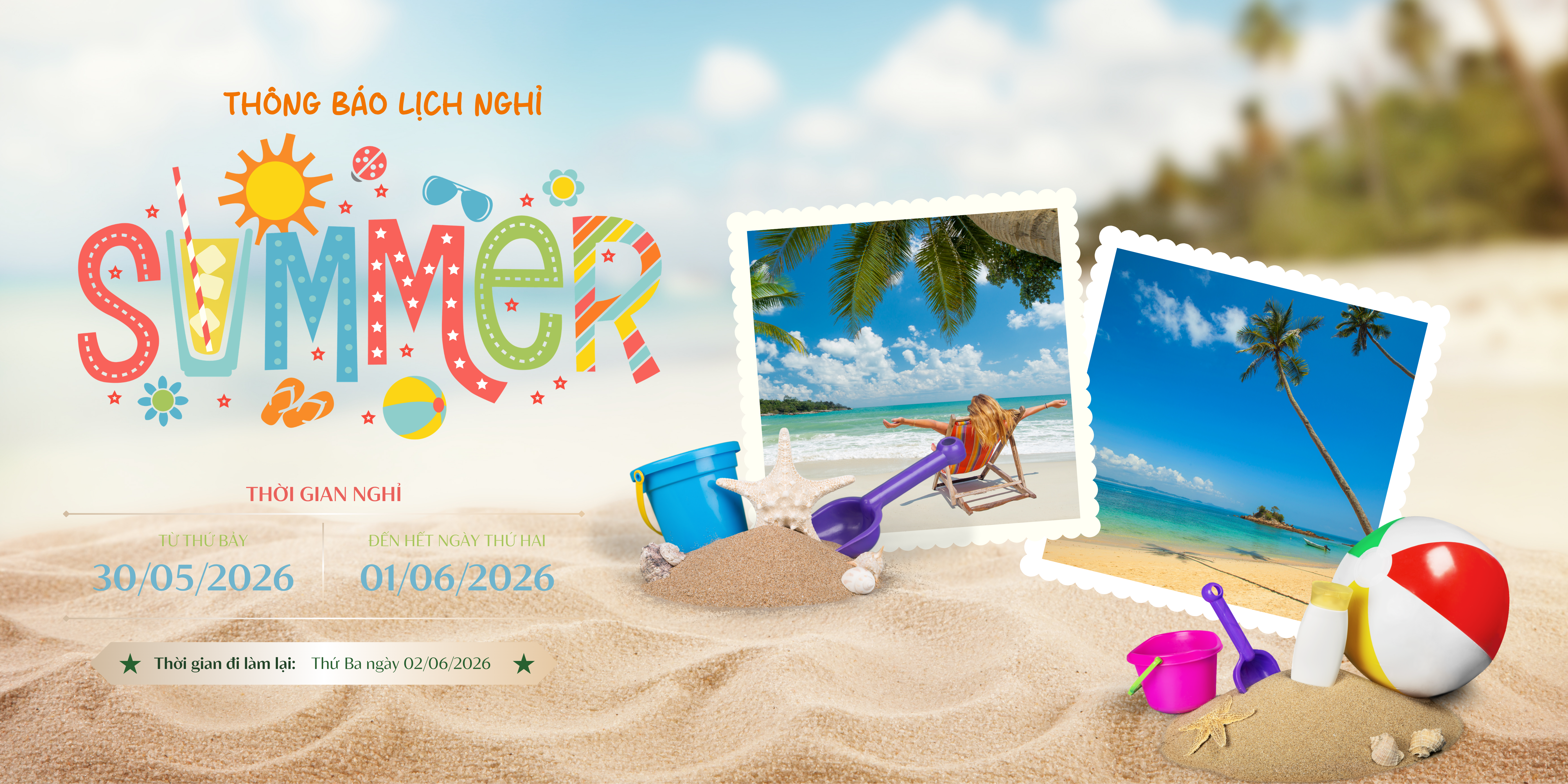 Blue & Green Summer Travel Promo Beach Banner