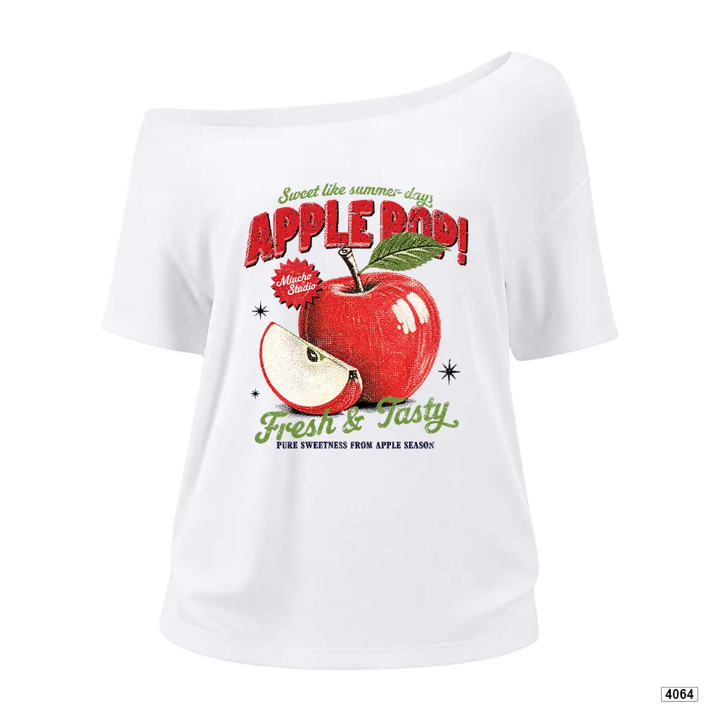 Áo thun nứ lệch vai form rộng Apple Pop Miucho 4064_thumbnail_0