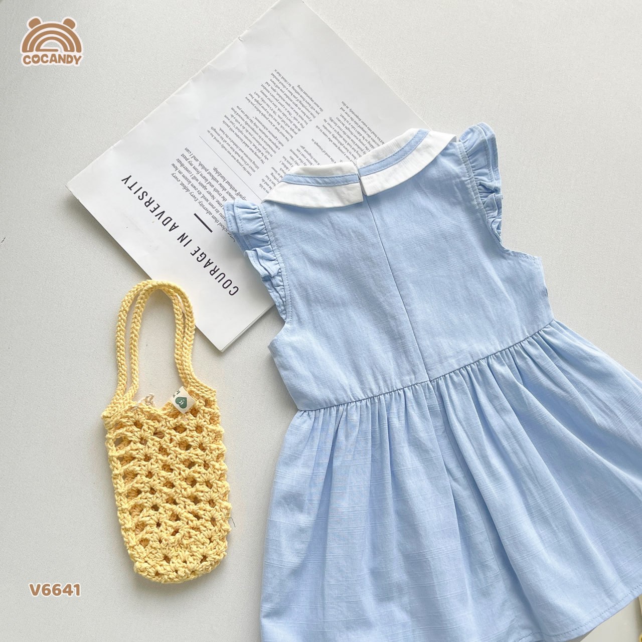 Váy sát nách XANH cổ nơ bản lớn_thumbnail_4