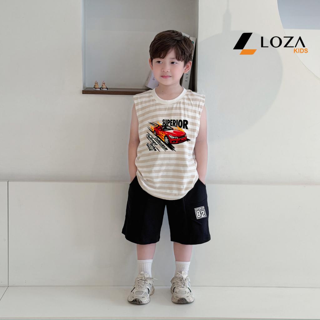 Bộ ba họa tiết kẻ ngang bé trai hình Ô TÔ - Loza Kids IB656_thumbnail_3