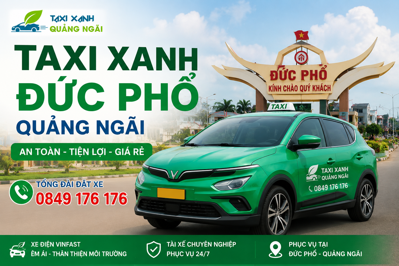 Taxi Xanh Đức Phổ Quảng Ngãi Giá Rẻ Phục Vụ 24/7 Uy Tín