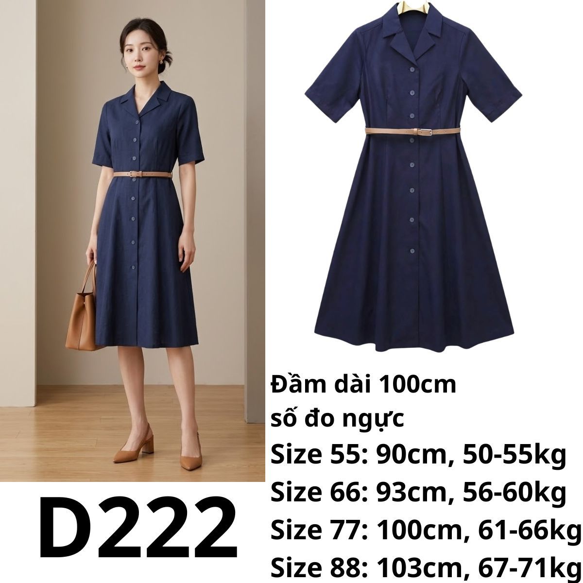 D222- Đầm công sở hàn