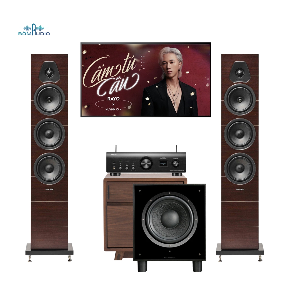 Combo Amply DENON DRA-900H + Loa Cột SONUS FABER LUMINA V + Loa Subwoofer WHARFEDALE SW12 - DES3