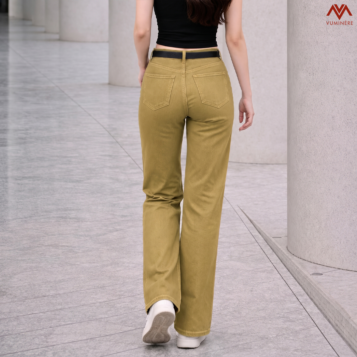 Quần Jeans nữ VUMINÉRE - Flared Jeans dáng loe nhẹ, mang đến vẻ ngoài thời thượng và Retro