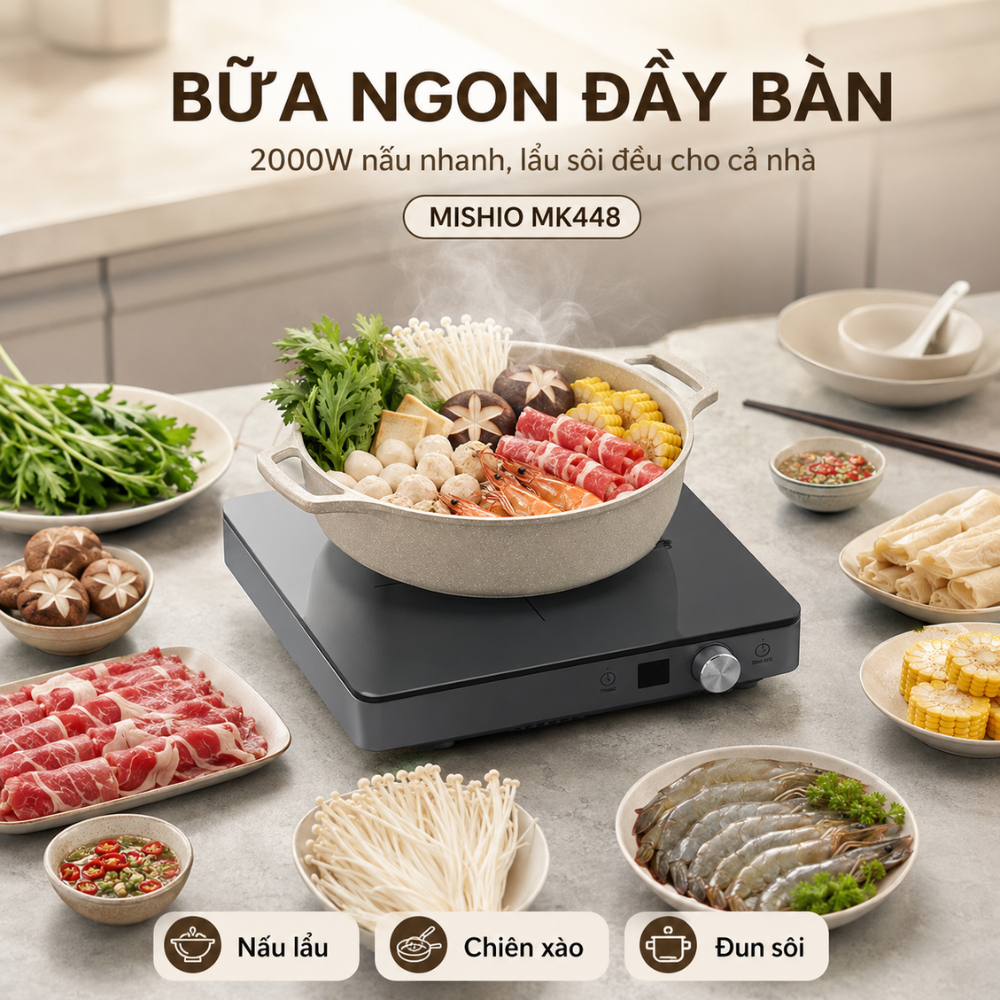 Bếp Từ Đơn Mishio MK448 Công Suất 2000W - Mặt Kính Kanger Hạng A_thumbnail_2
