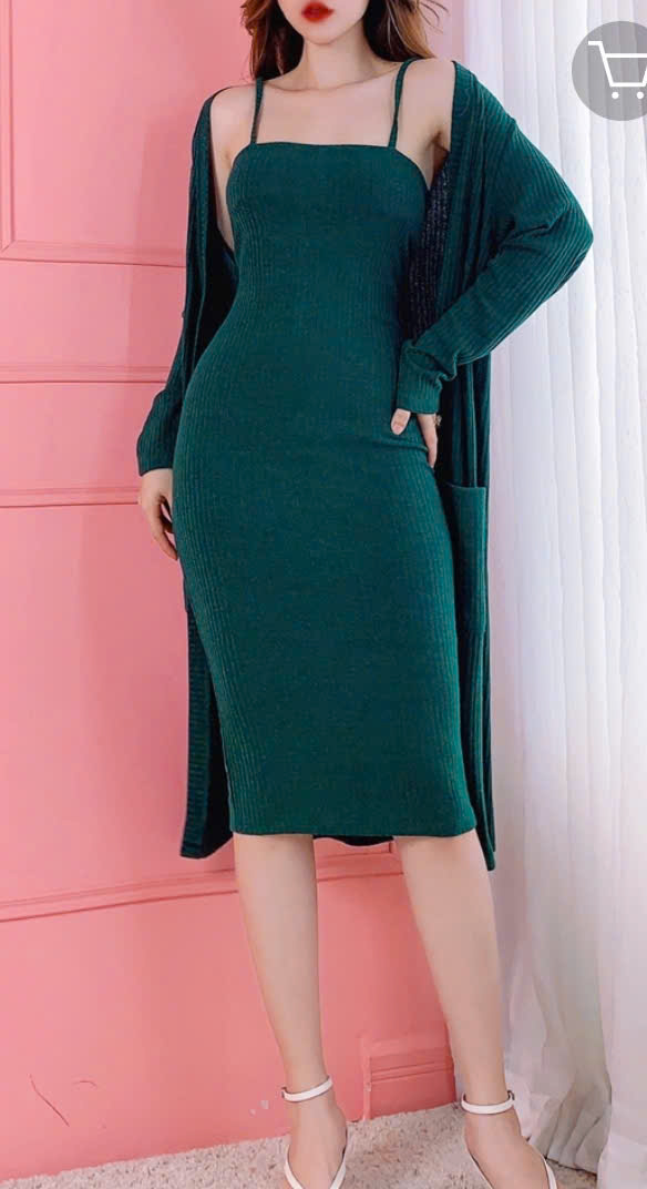 Bodycon Dress with Cardigan Set