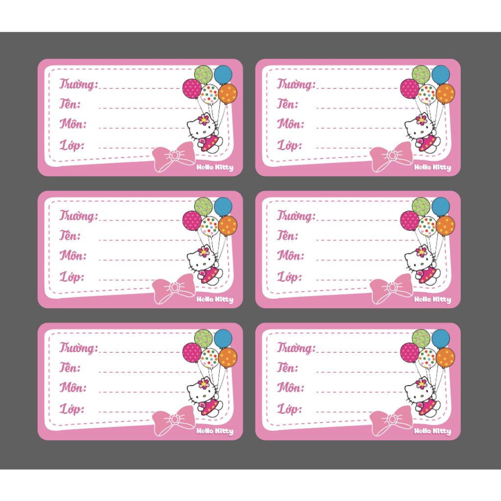 Set 24 nhãn vở môn học HELLO KITTY - CÓ IN THEO YÊU CẦU | Caturday