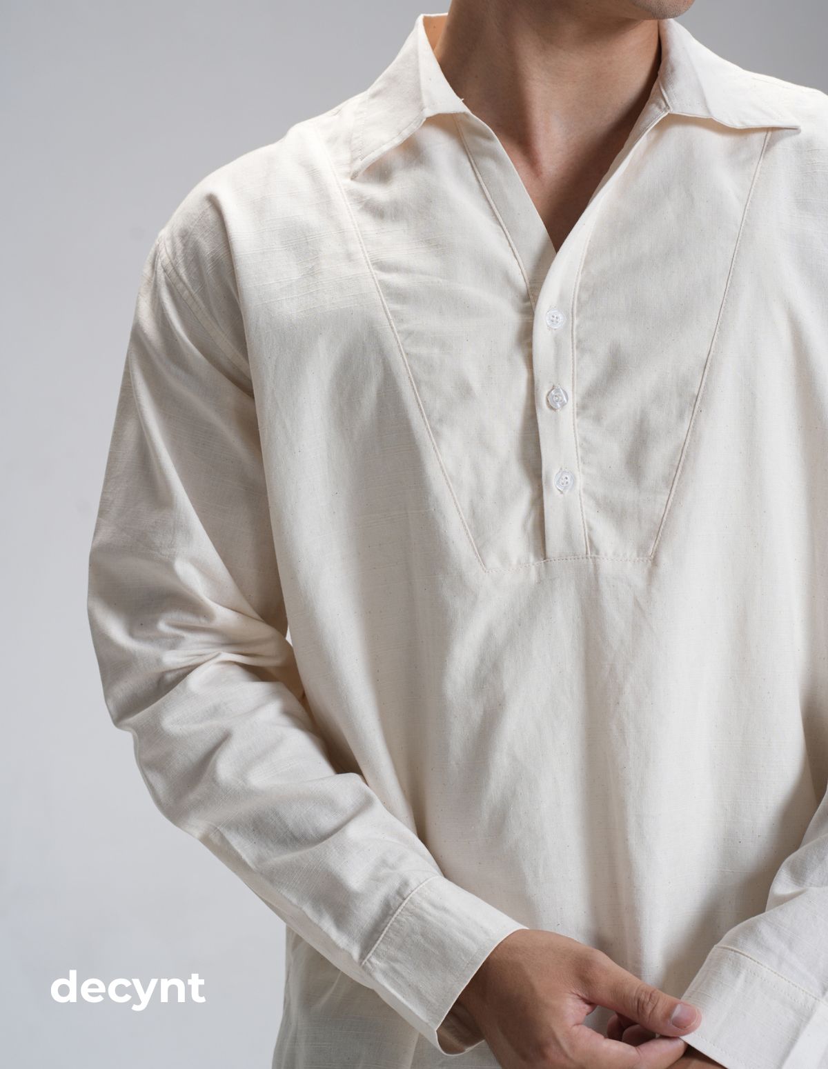 Linen Popover Shirt decynt - Áo sơ mi tay dài chất liệu linen cotton chui đầu, xẻ 2 bên_thumbnail_16