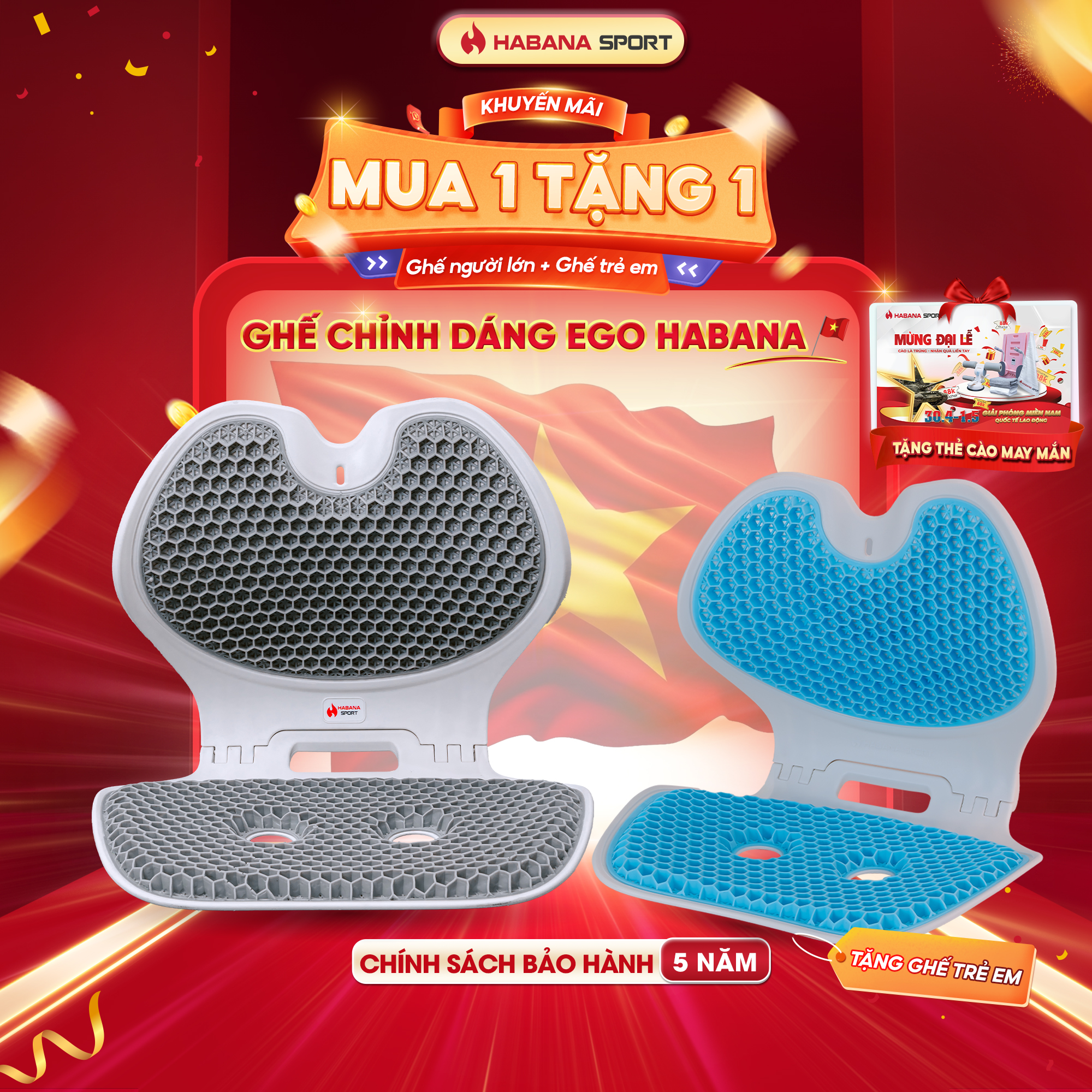 Ghế Giảm Đau Lưng - Chỉnh Dáng EGO HABANA [TẶNG] Ghế chính dáng trẻ em EGO KID