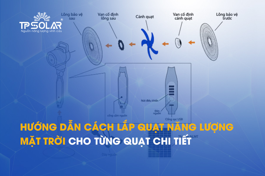 Hướng dẫn cách lắp quạt năng lượng mặt trời cho từng quạt chi tiết