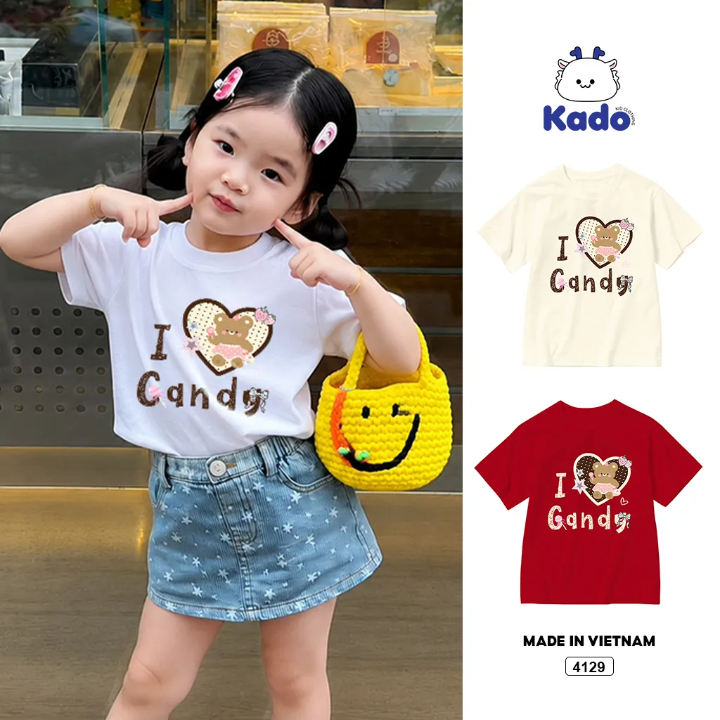 Áo thun bé gái I love candy Kado 4129