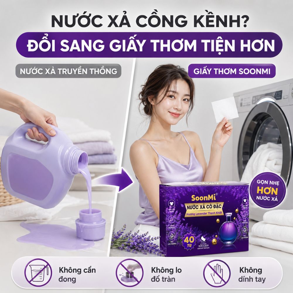 Giấy Thơm Quần Áo SoonMi Hương Lavender - chuyên dụng máy giặt sấy, máy sấy quần áo, khử mùi xe hơi, thơm tủ áo_thumbnail_3