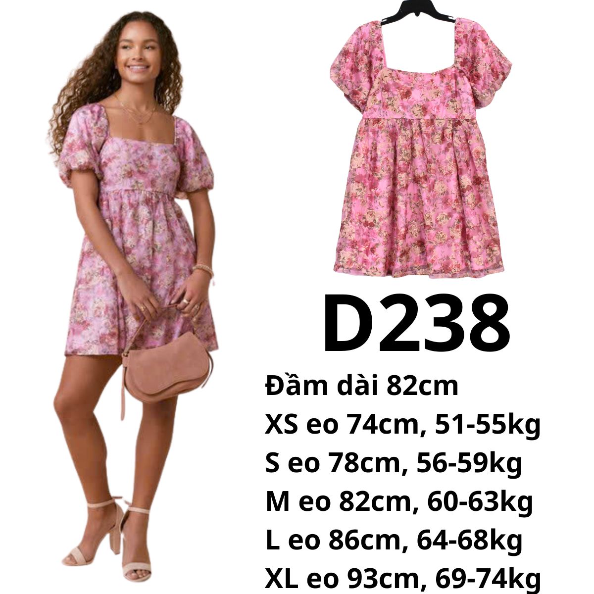 D238- Đầm voan hồng