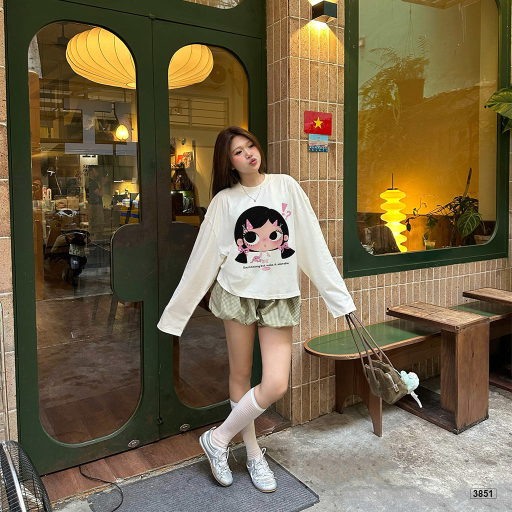 Áo thun nữ form boxy tay dài nữ áo cute phong cách soft girl Hàn Quốc Miucho 3851_thumbnail_4