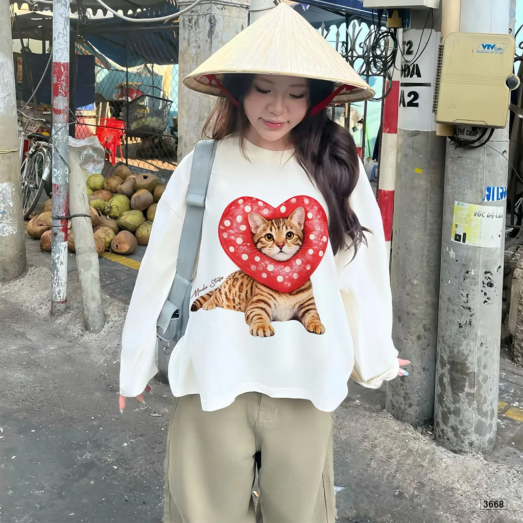 Áo thun boxy nữ form rộng mèo con đáng yêu Miucho 3668_thumbnail_4