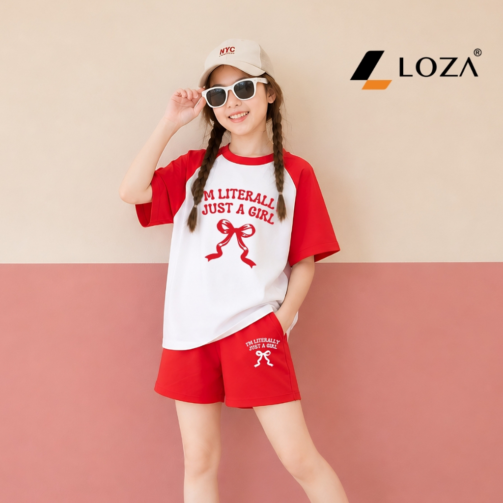 Set bộ phối màu bé gái hình nơ Just a girl - Loza Kids FB679_thumbnail_1