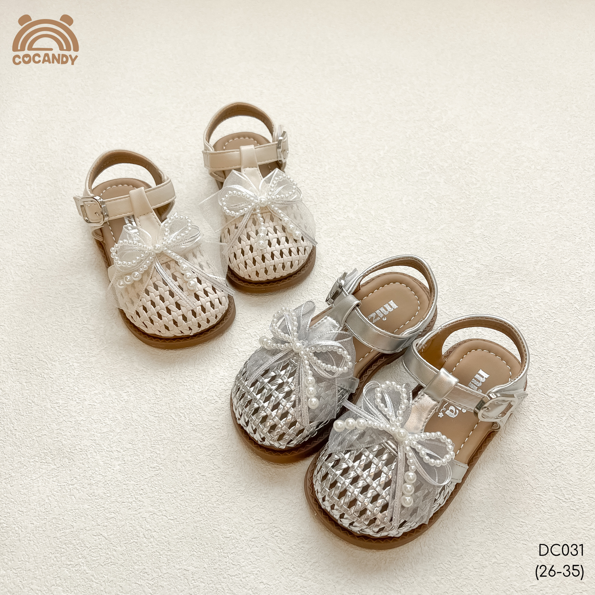 Dép sandal nhập nơ ngọc trai BẠC MIZZIA_thumbnail_2