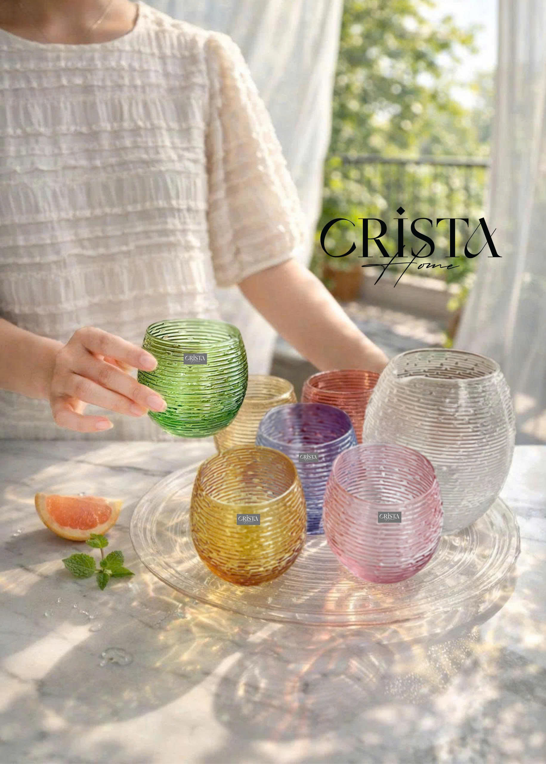 Set 6 cốc thủy tinh dáng bầu vân ngang 300ml Crista Home 60254_thumbnail_2