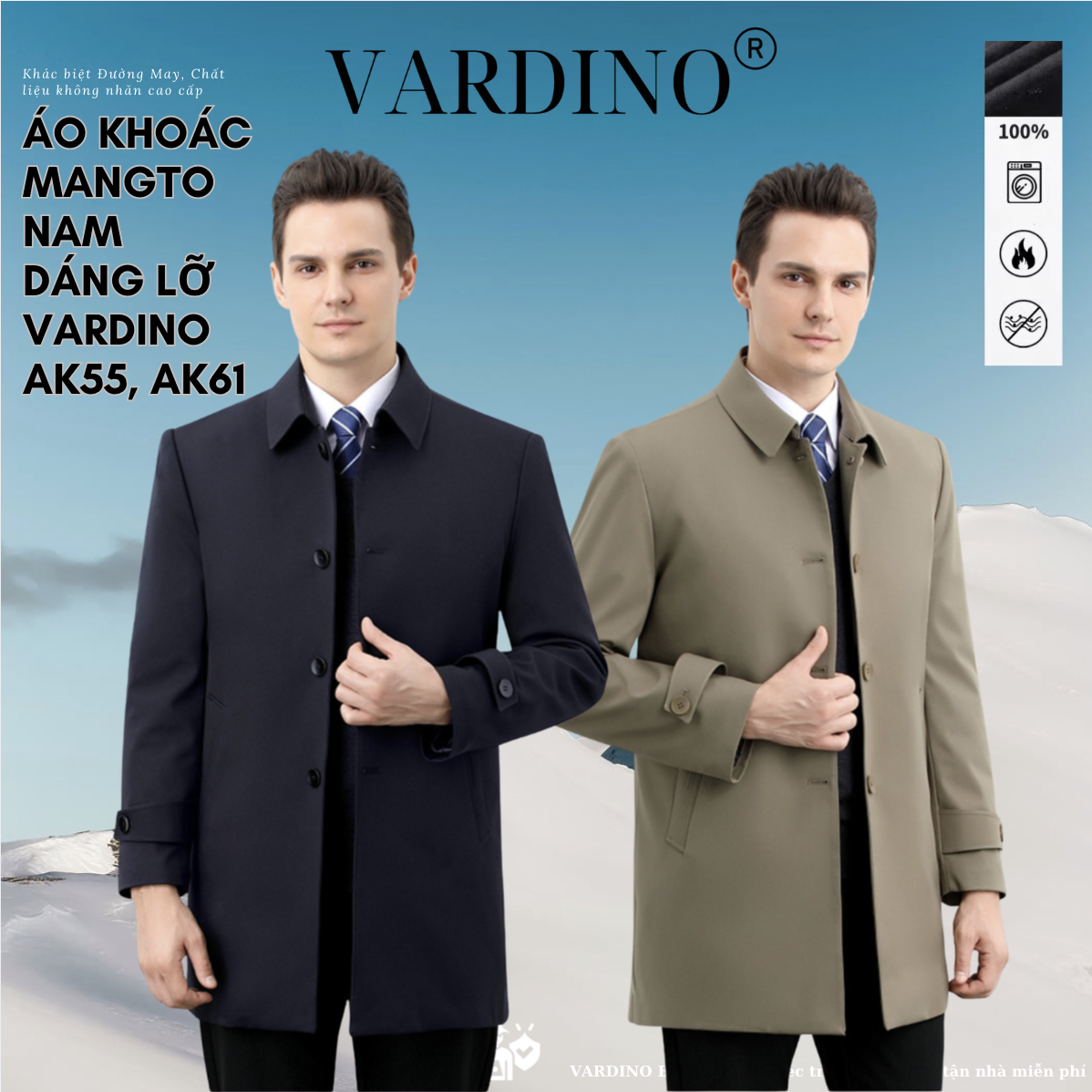 Áo khoác mangto nam công sở Vardino AK55-AK61